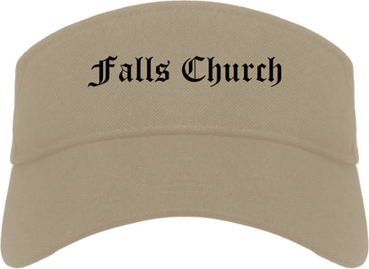 Falls Church Virginia VA Old English Mens Visor Cap Hat Khaki