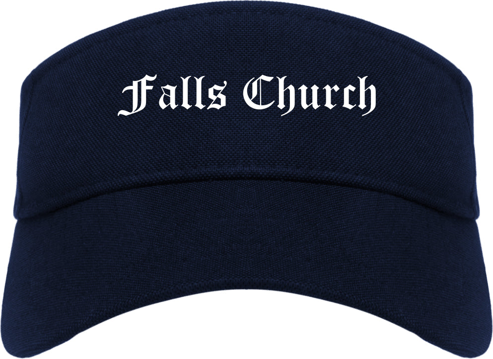Falls Church Virginia VA Old English Mens Visor Cap Hat Navy Blue