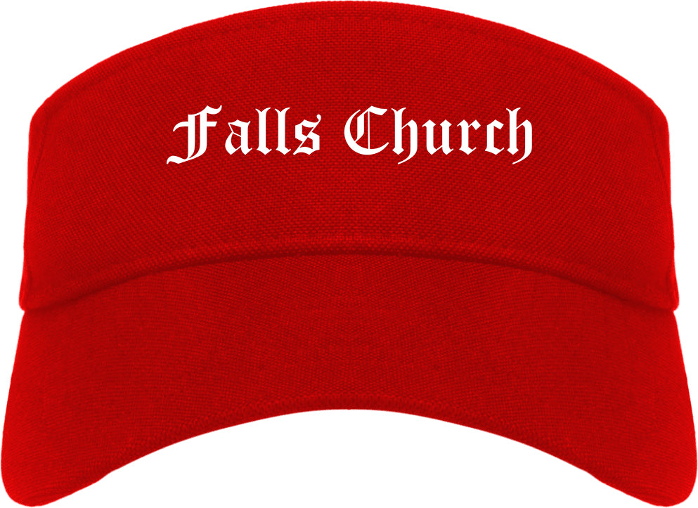 Falls Church Virginia VA Old English Mens Visor Cap Hat Red