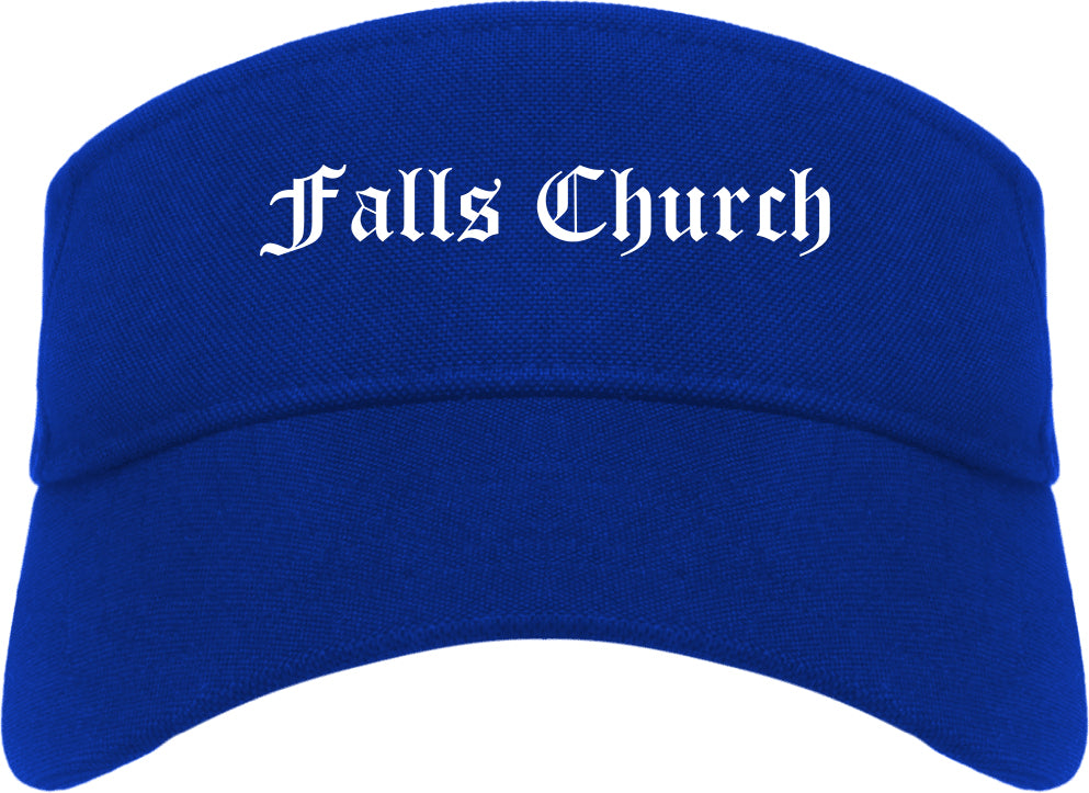 Falls Church Virginia VA Old English Mens Visor Cap Hat Royal Blue