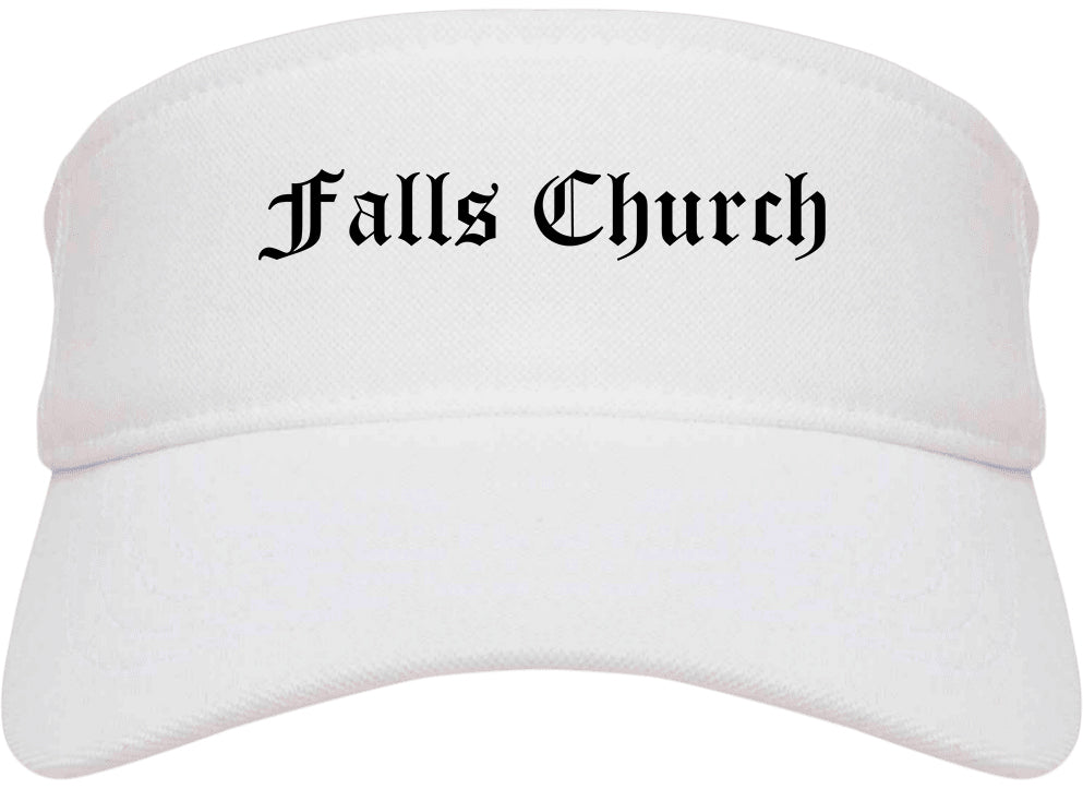 Falls Church Virginia VA Old English Mens Visor Cap Hat White