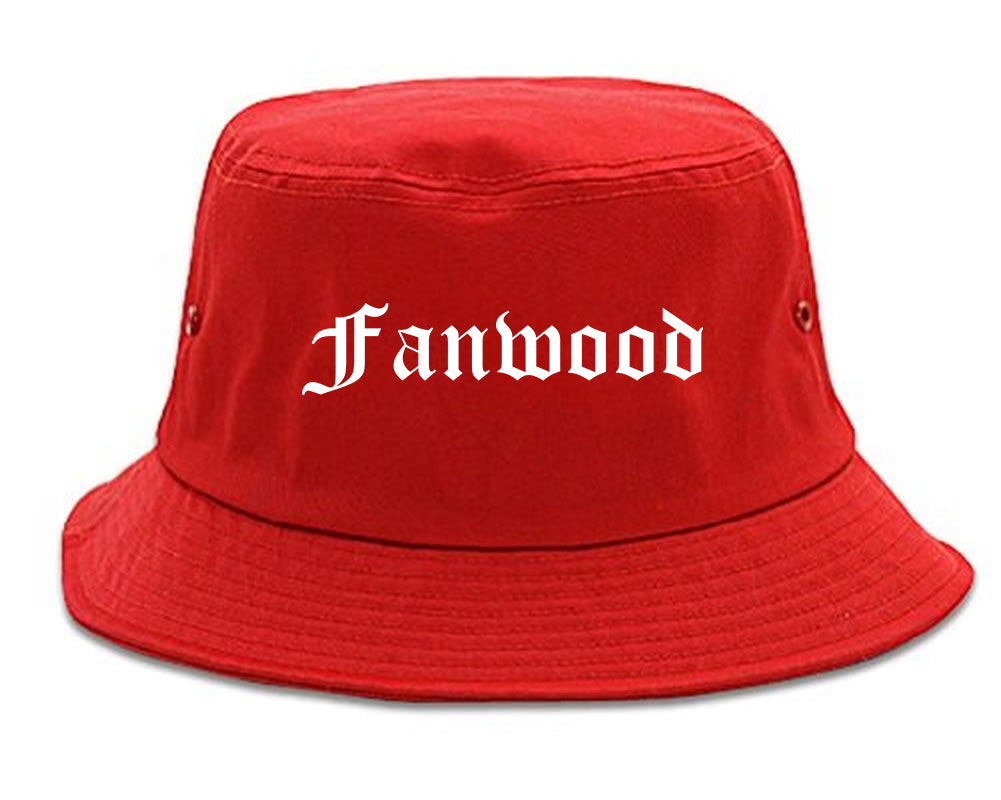 Fanwood New Jersey NJ Old English Mens Bucket Hat Red