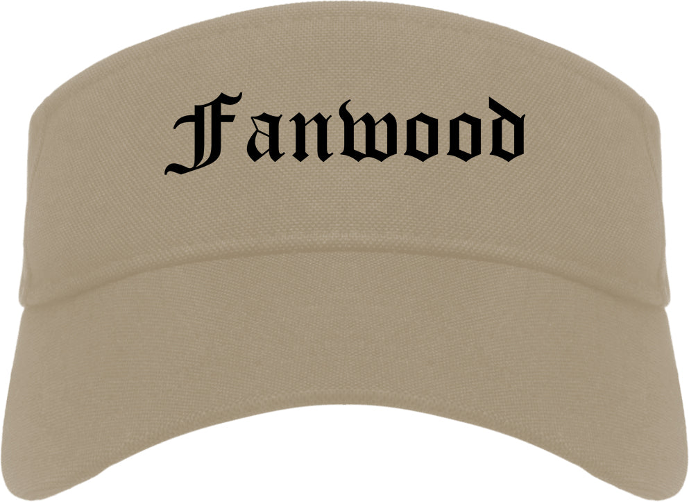 Fanwood New Jersey NJ Old English Mens Visor Cap Hat Khaki