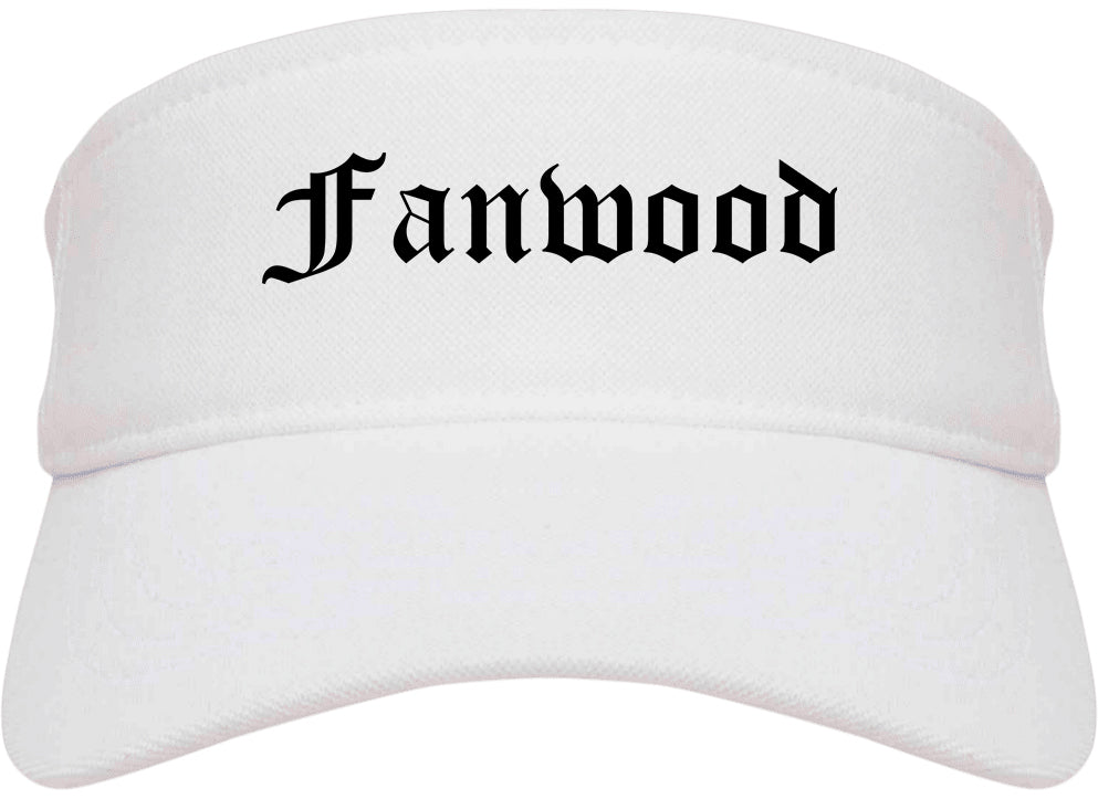 Fanwood New Jersey NJ Old English Mens Visor Cap Hat White