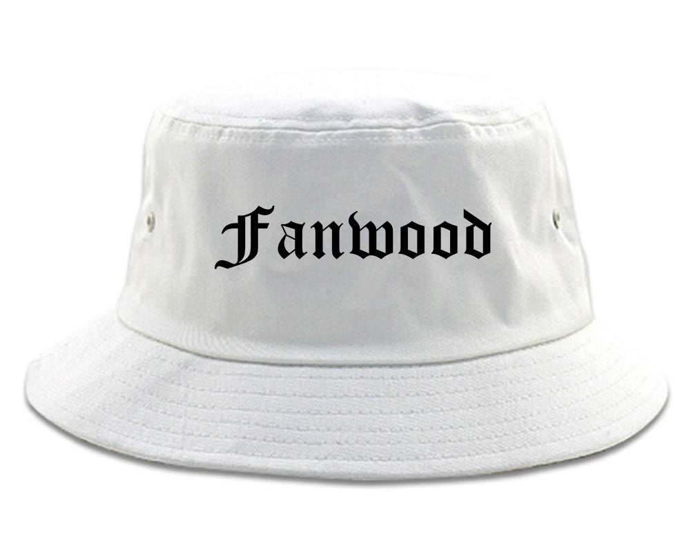Fanwood New Jersey NJ Old English Mens Bucket Hat White