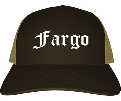 Fargo North Dakota ND Old English Mens Trucker Hat Cap Brown