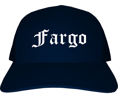Fargo North Dakota ND Old English Mens Trucker Hat Cap Navy Blue