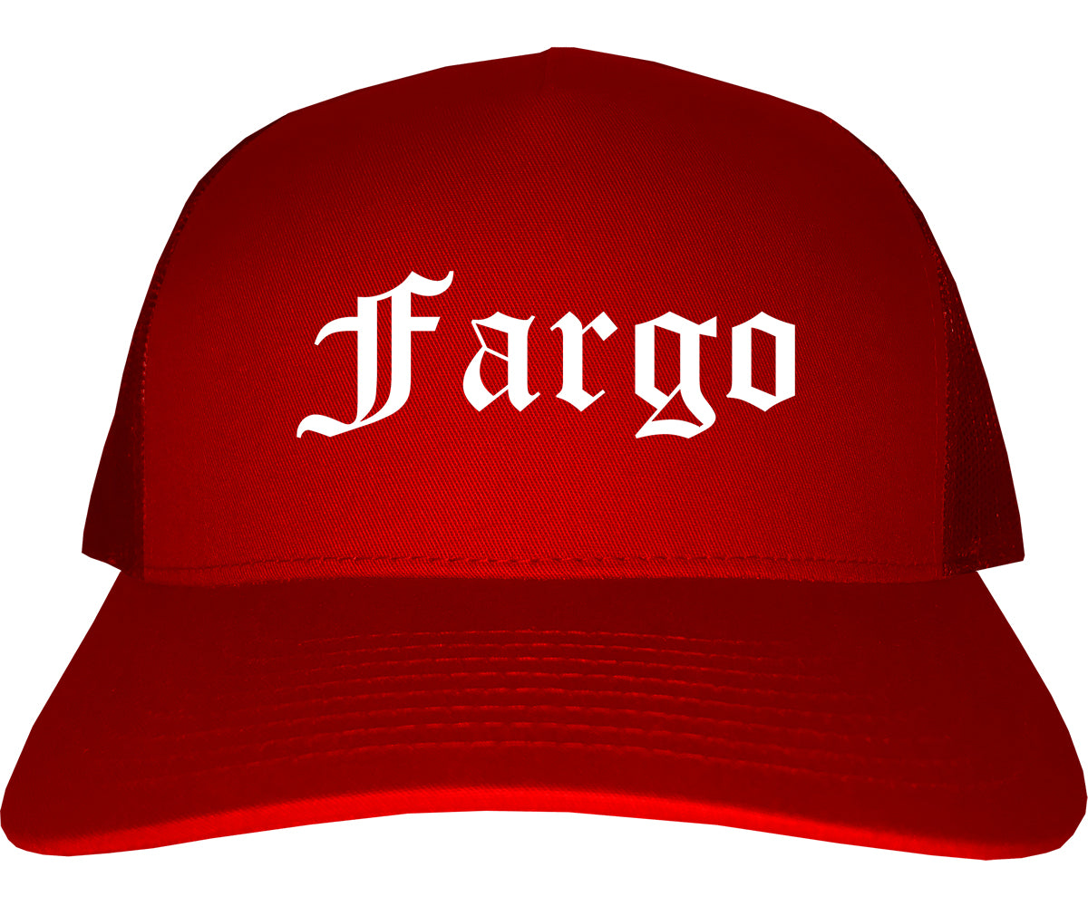 Fargo North Dakota ND Old English Mens Trucker Hat Cap Red