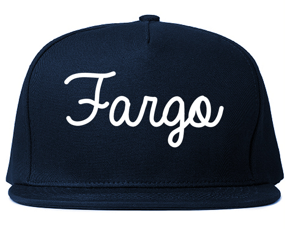 Fargo North Dakota ND Script Mens Snapback Hat Navy Blue