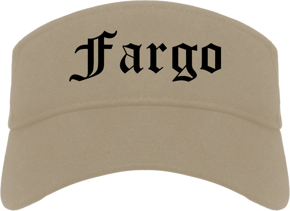Fargo North Dakota ND Old English Mens Visor Cap Hat Khaki