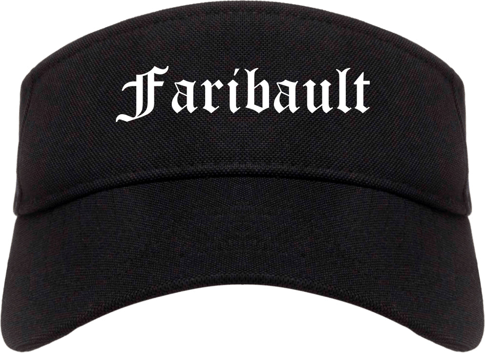 Faribault Minnesota MN Old English Mens Visor Cap Hat Black