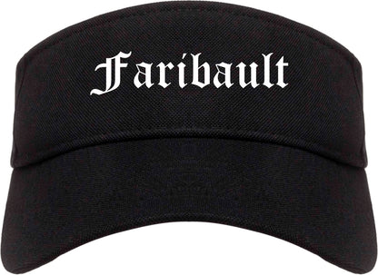 Faribault Minnesota MN Old English Mens Visor Cap Hat Black