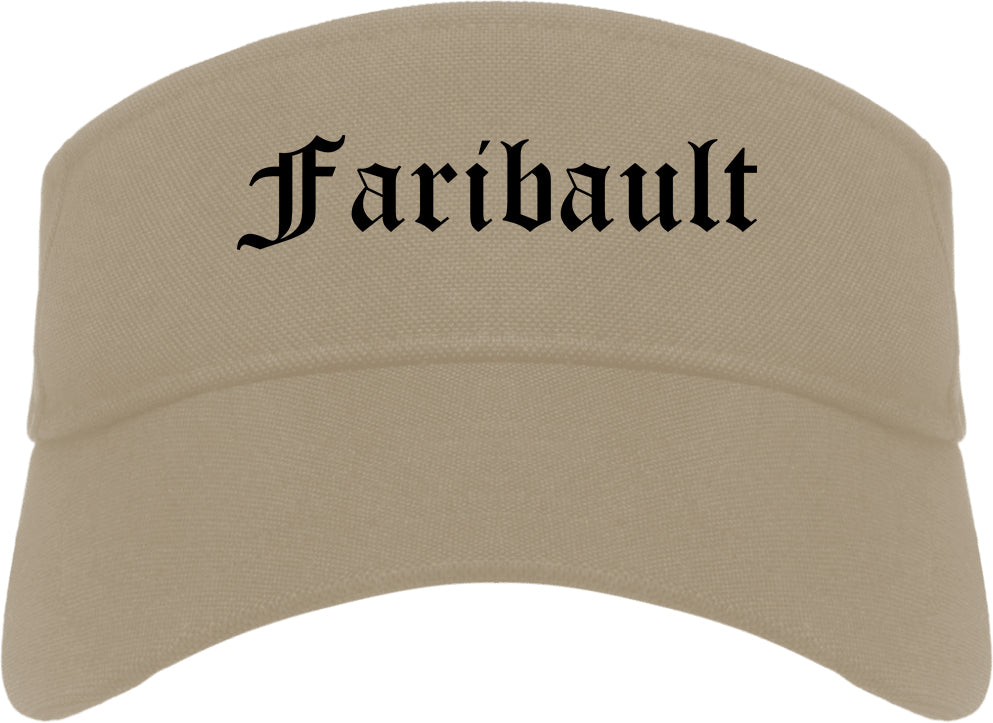 Faribault Minnesota MN Old English Mens Visor Cap Hat Khaki