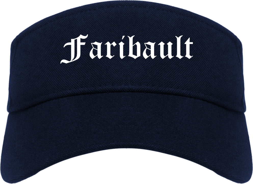 Faribault Minnesota MN Old English Mens Visor Cap Hat Navy Blue
