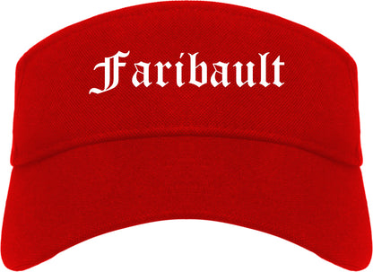 Faribault Minnesota MN Old English Mens Visor Cap Hat Red