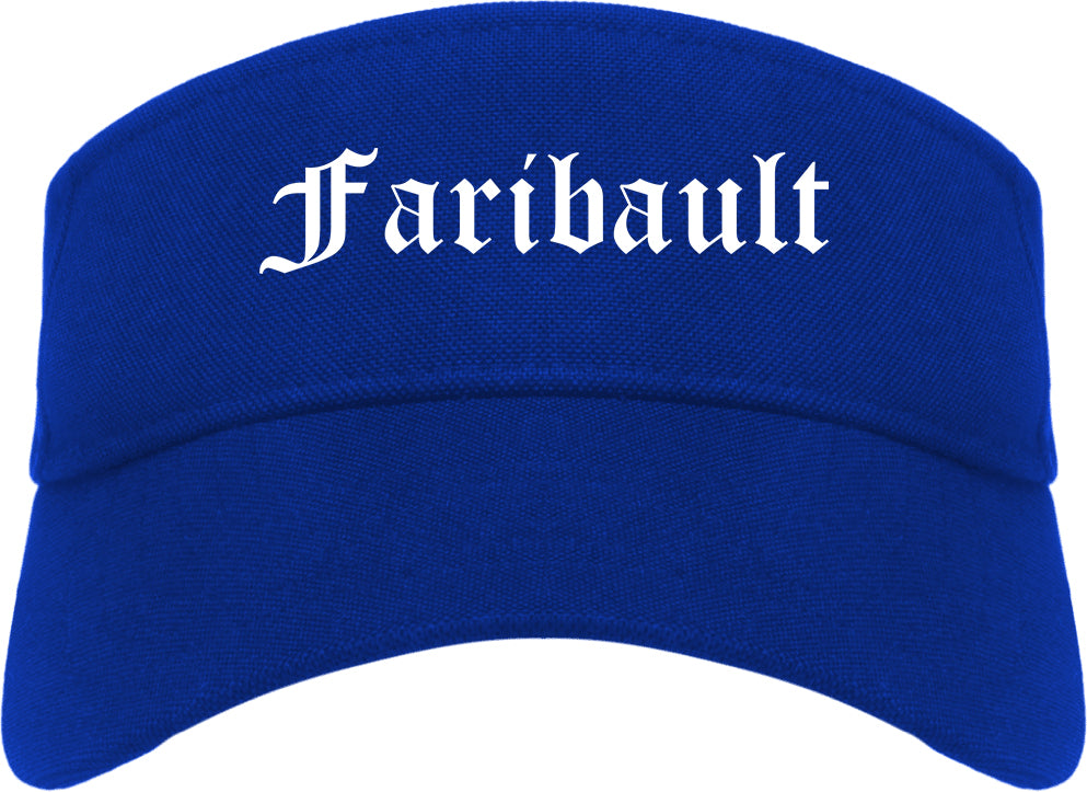 Faribault Minnesota MN Old English Mens Visor Cap Hat Royal Blue