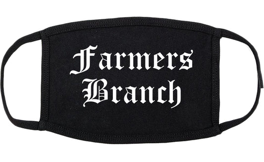 Farmers Branch Texas TX Old English Cotton Face Mask Black