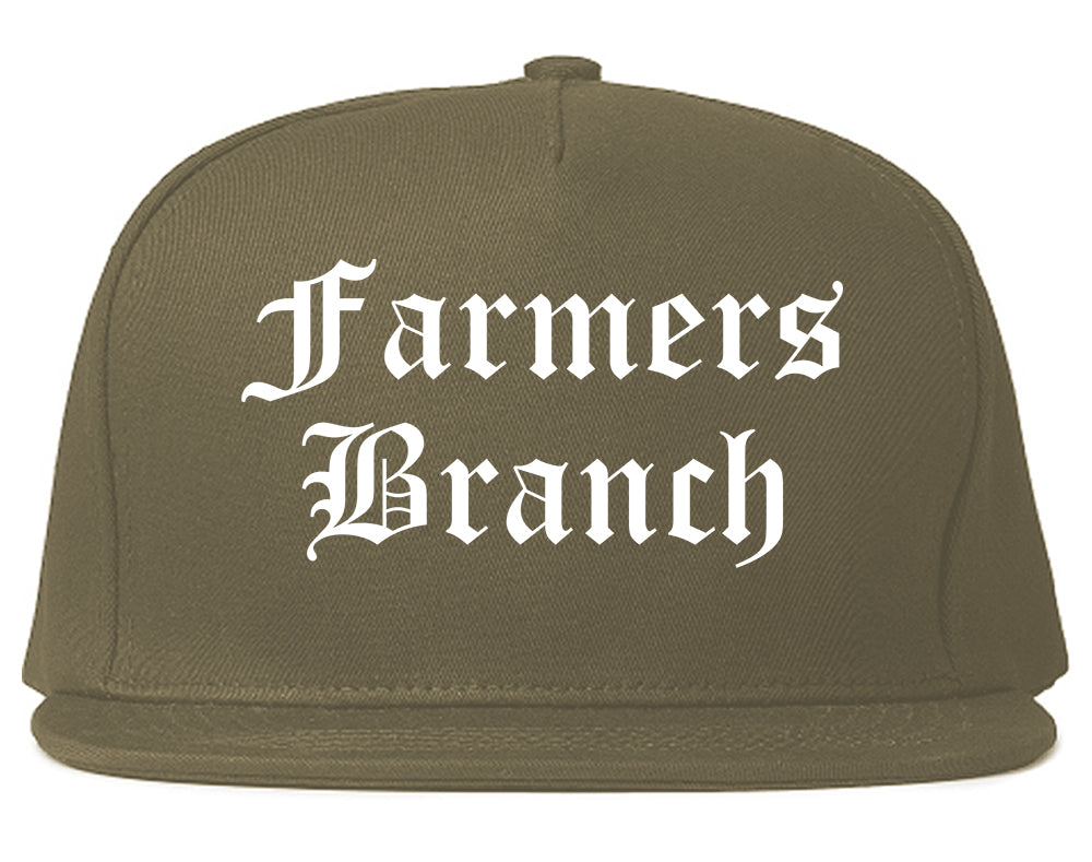Farmers Branch Texas TX Old English Mens Snapback Hat Grey