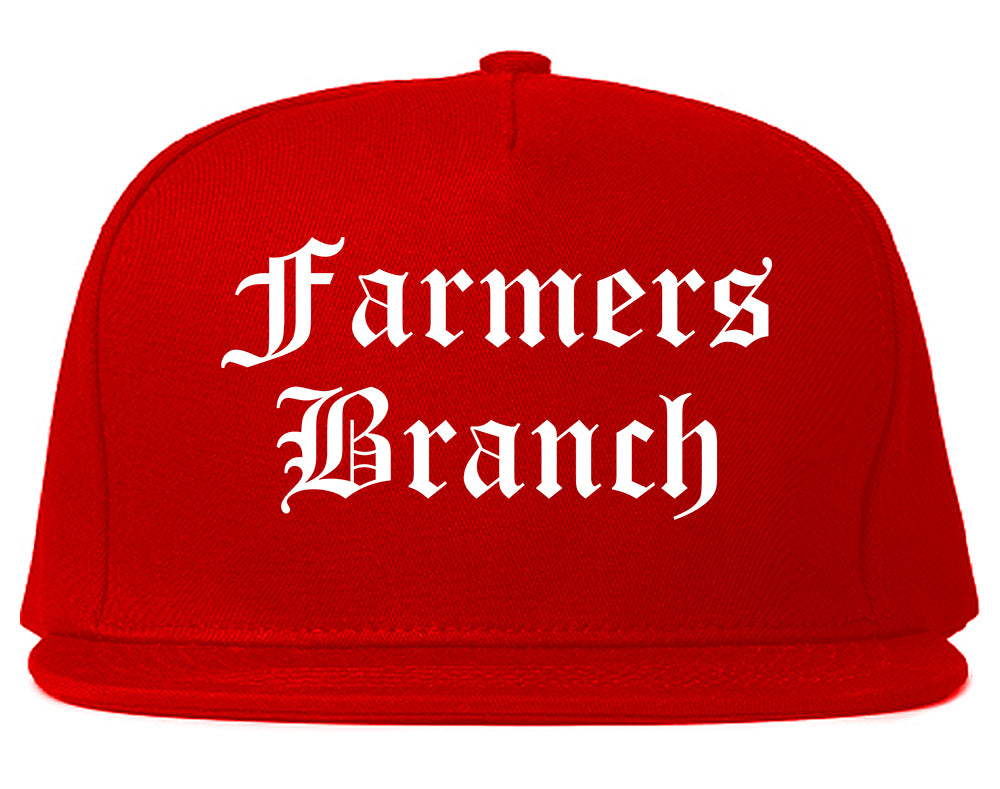 Farmers Branch Texas TX Old English Mens Snapback Hat Red