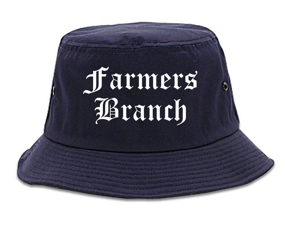 Farmers Branch Texas TX Old English Mens Bucket Hat Navy Blue