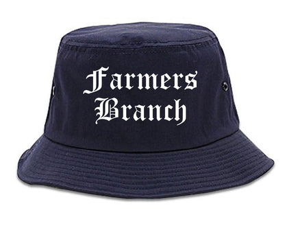 Farmers Branch Texas TX Old English Mens Bucket Hat Navy Blue