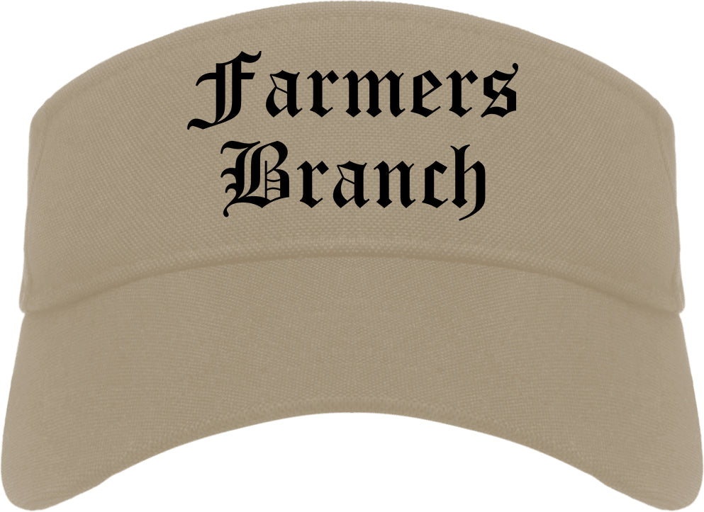 Farmers Branch Texas TX Old English Mens Visor Cap Hat Khaki