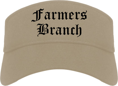 Farmers Branch Texas TX Old English Mens Visor Cap Hat Khaki