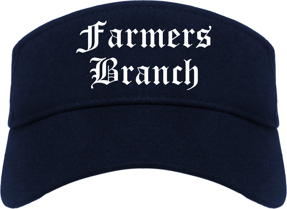 Farmers Branch Texas TX Old English Mens Visor Cap Hat Navy Blue