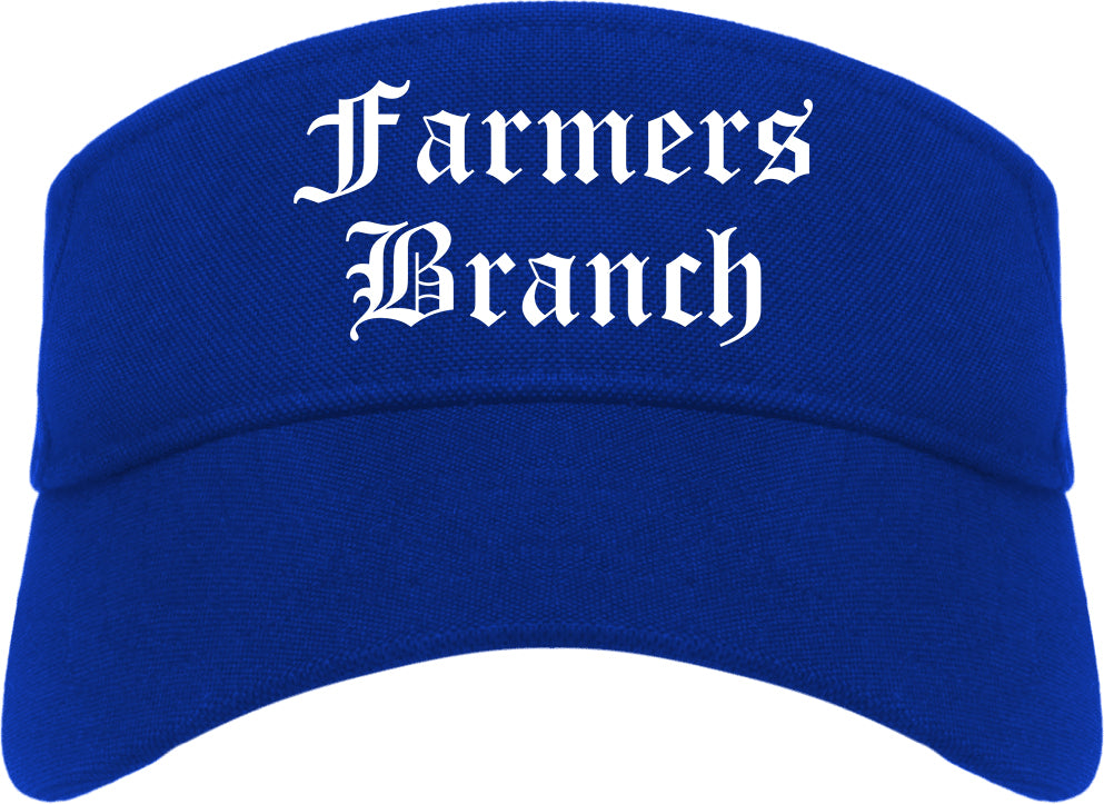 Farmers Branch Texas TX Old English Mens Visor Cap Hat Royal Blue