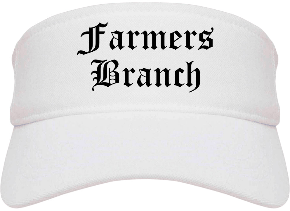 Farmers Branch Texas TX Old English Mens Visor Cap Hat White