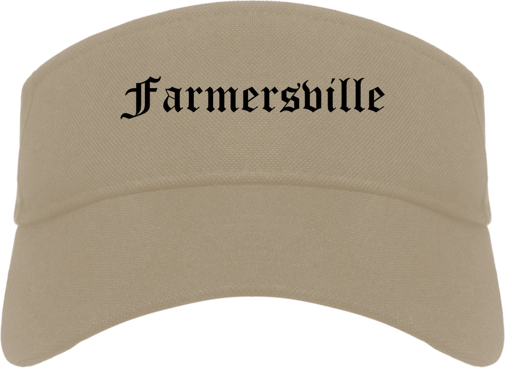 Farmersville California CA Old English Mens Visor Cap Hat Khaki