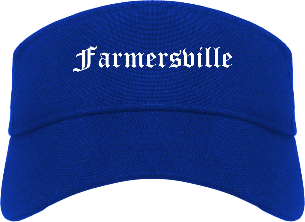 Farmersville California CA Old English Mens Visor Cap Hat Royal Blue