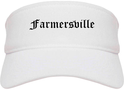 Farmersville California CA Old English Mens Visor Cap Hat White