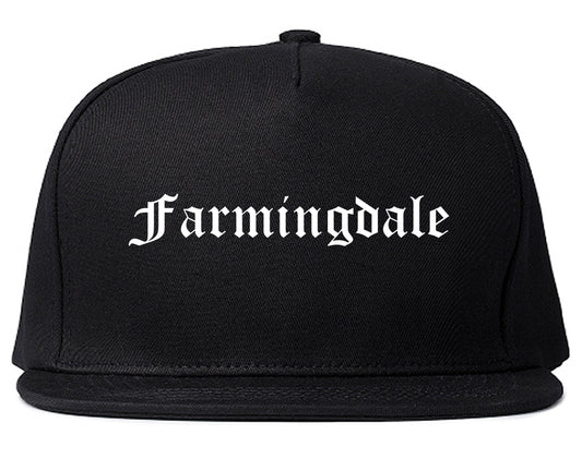 Farmingdale New York NY Old English Mens Snapback Hat Black