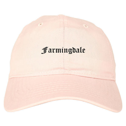 Farmingdale New York NY Old English Mens Dad Hat Baseball Cap Pink