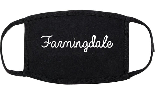 Farmingdale New York NY Script Cotton Face Mask Black