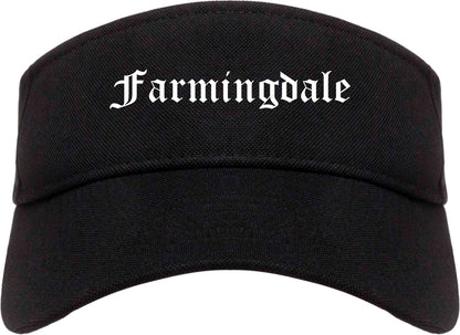 Farmingdale New York NY Old English Mens Visor Cap Hat Black