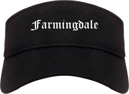 Farmingdale New York NY Old English Mens Visor Cap Hat Black