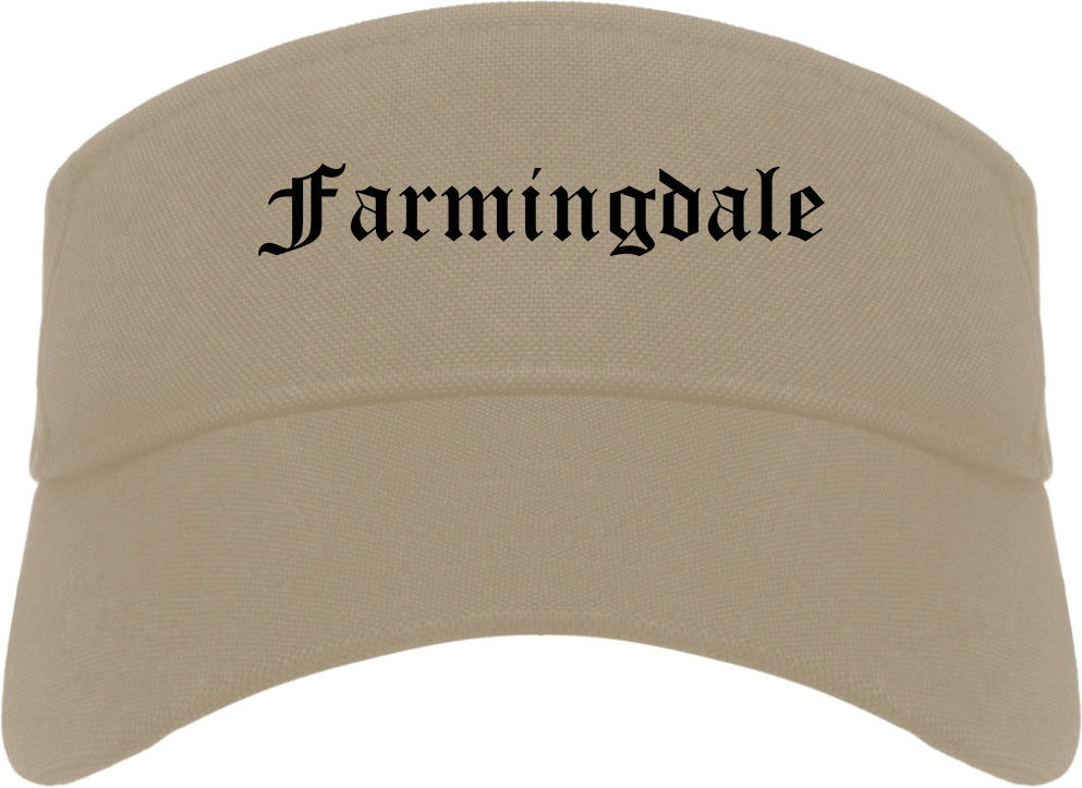 Farmingdale New York NY Old English Mens Visor Cap Hat Khaki