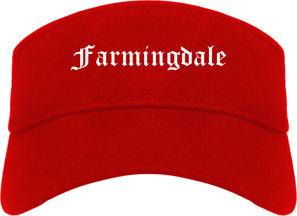 Farmingdale New York NY Old English Mens Visor Cap Hat Red