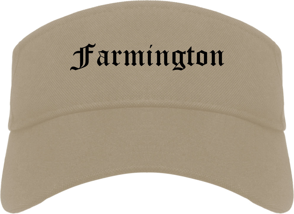 Farmington Arkansas AR Old English Mens Visor Cap Hat Khaki