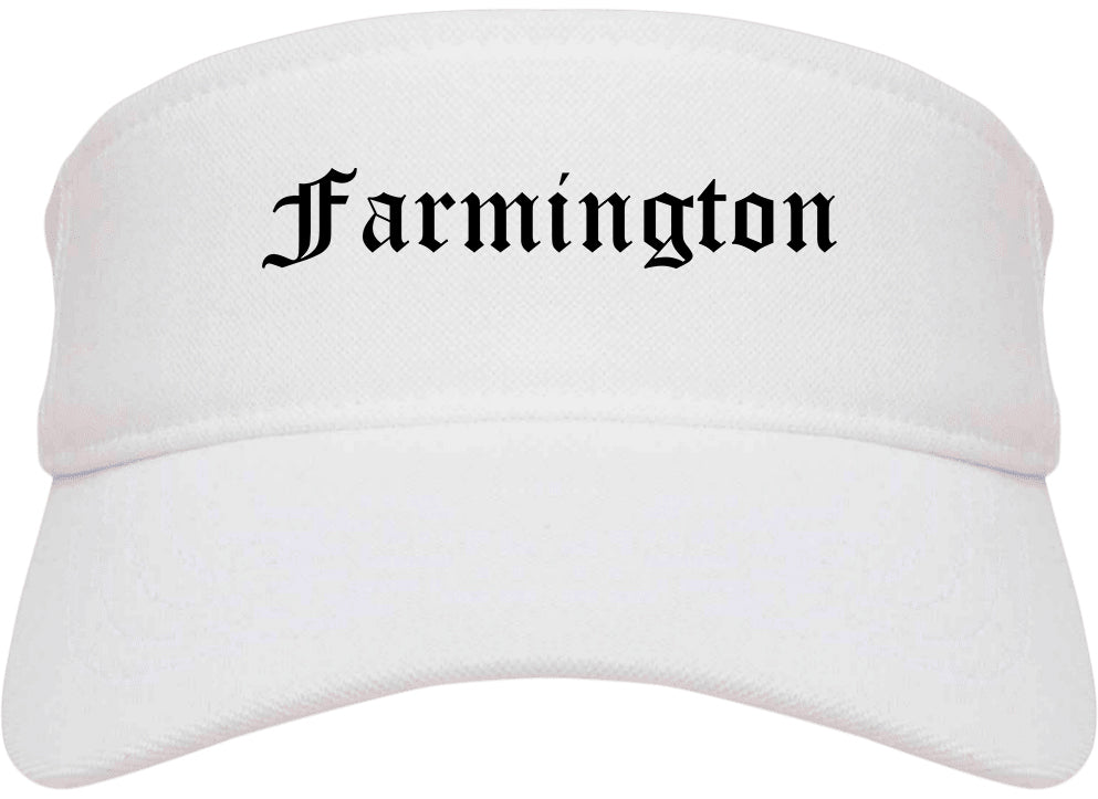 Farmington Arkansas AR Old English Mens Visor Cap Hat White