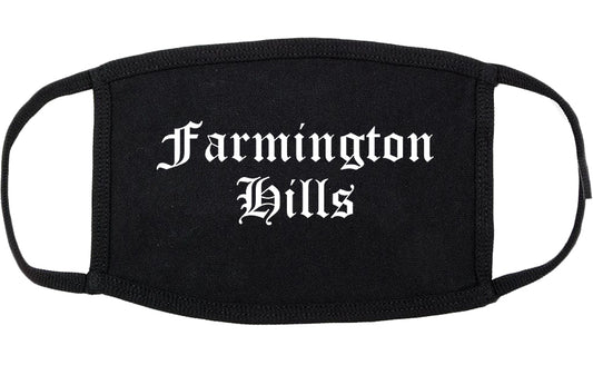 Farmington Hills Michigan MI Old English Cotton Face Mask Black