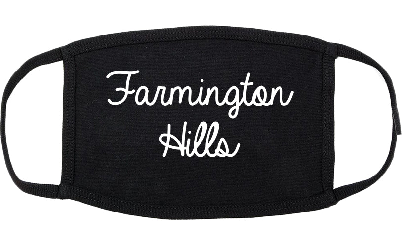 Farmington Hills Michigan MI Script Cotton Face Mask Black