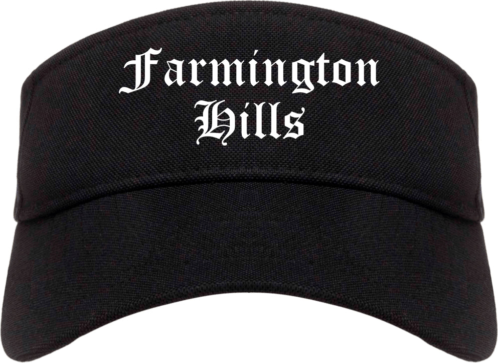 Farmington Hills Michigan MI Old English Mens Visor Cap Hat Black