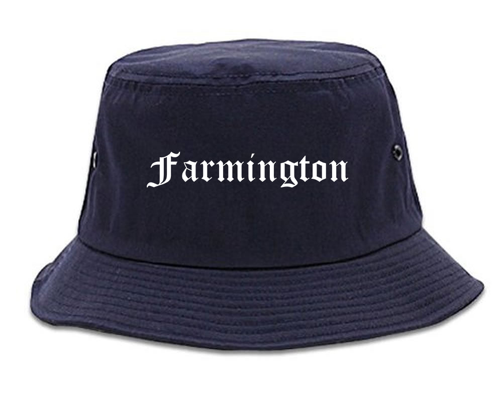 Farmington Michigan MI Old English Mens Bucket Hat Navy Blue