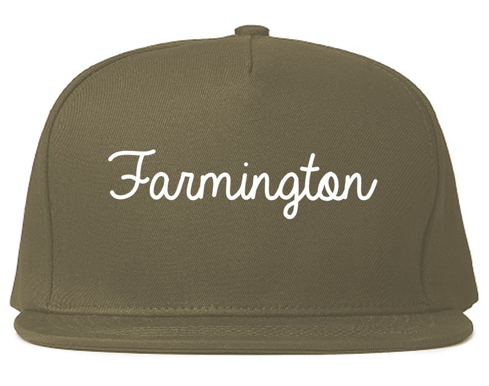 Farmington Michigan MI Script Mens Snapback Hat Grey