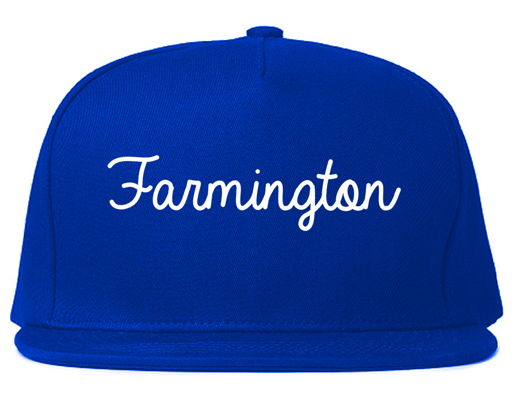 Farmington Michigan MI Script Mens Snapback Hat Royal Blue