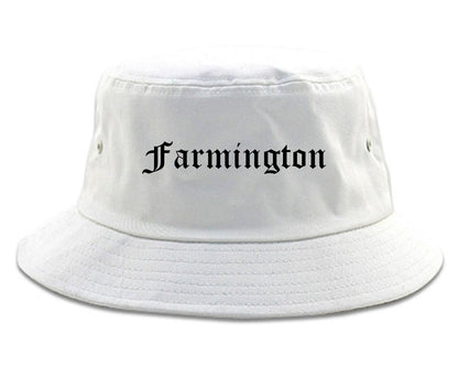 Farmington Michigan MI Old English Mens Bucket Hat White
