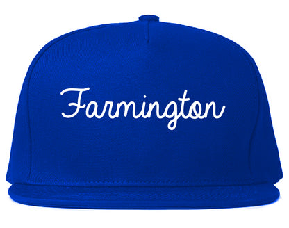 Farmington Missouri MO Script Mens Snapback Hat Royal Blue